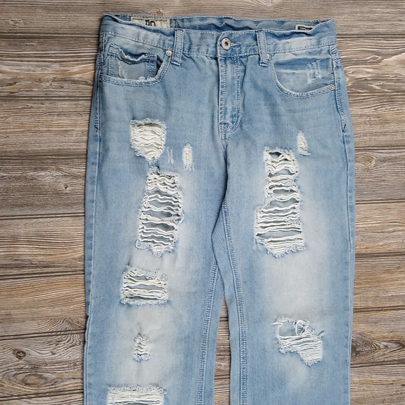 American Legacy Amongst Others Distressed Ripped Light Wash Denim Jeans